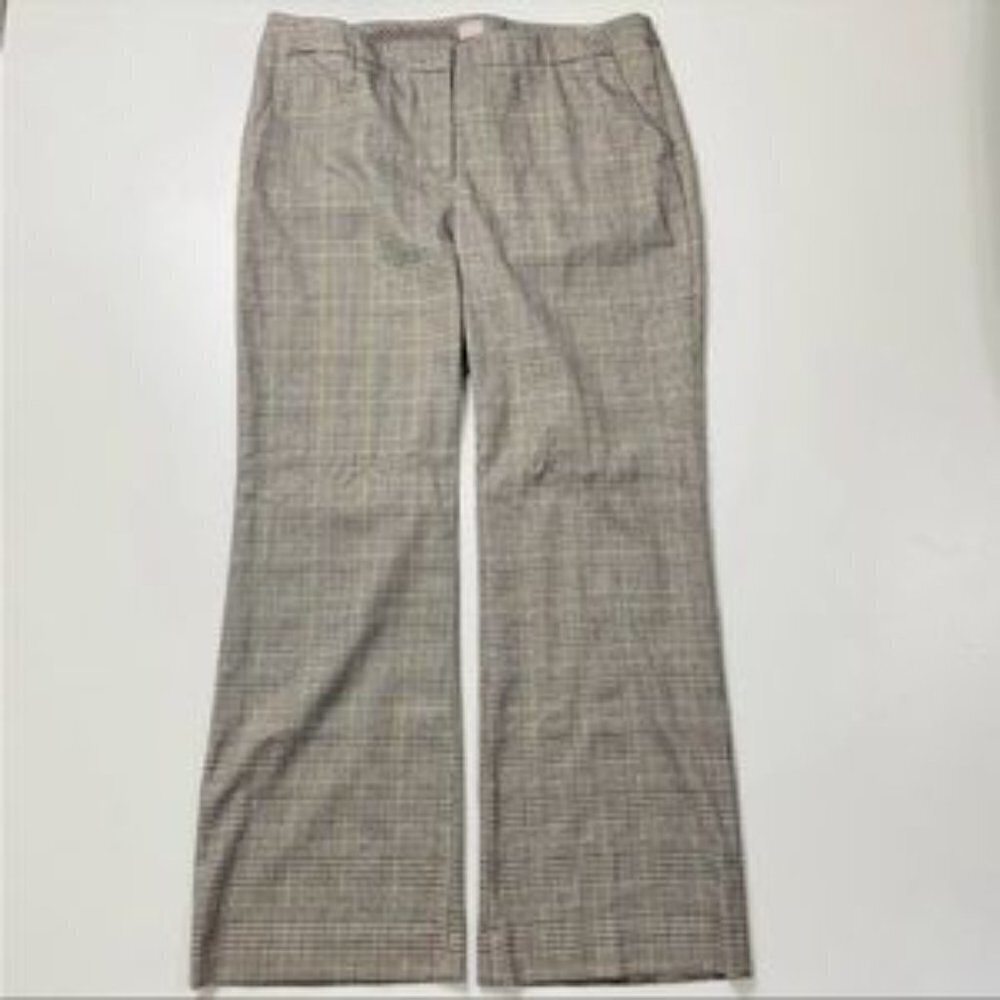 Chico's Trouser Pant So Slimming Plaid Houndstooth Neutral Metallic Bootcut Smal - Picture 4 of 15